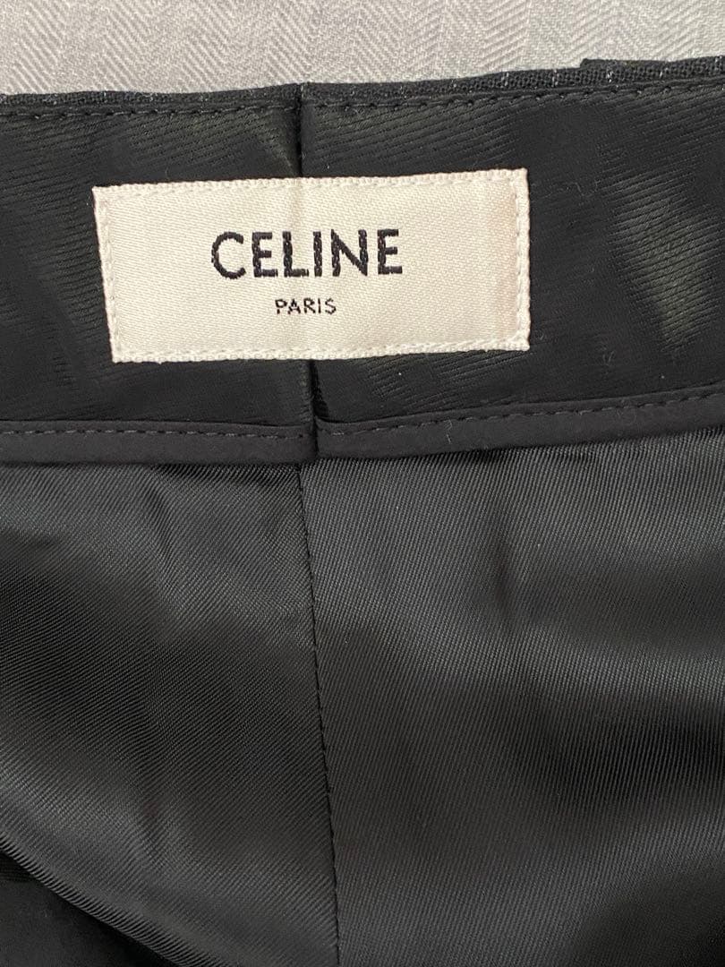 CELINEグレー ストライプ ガウチョパンツ2ポケット