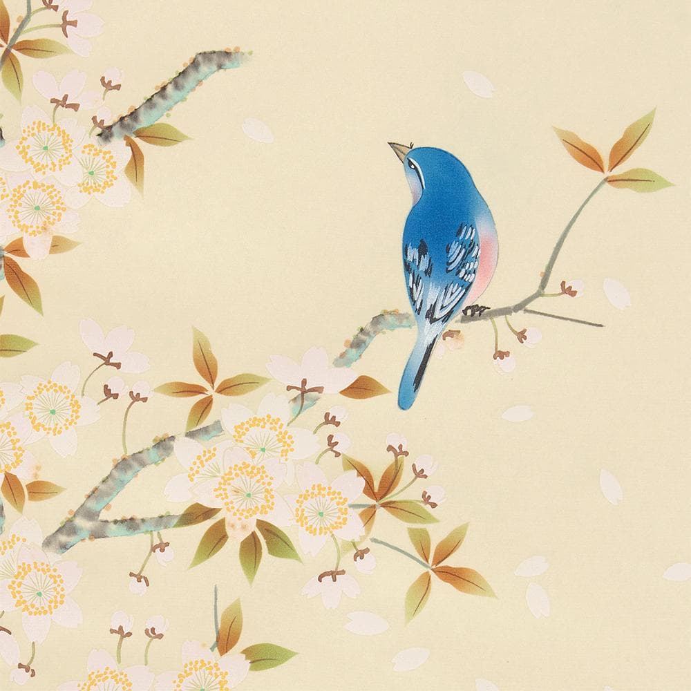 掛軸 日本画 小木曽祥雲「桜に小鳥」共箱 東洋美術会会員