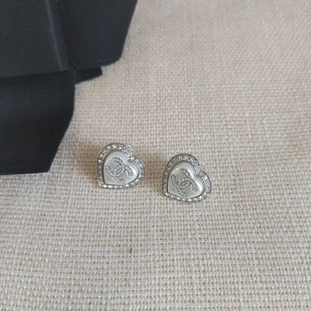 シルバー ピアス CCマーク ハート