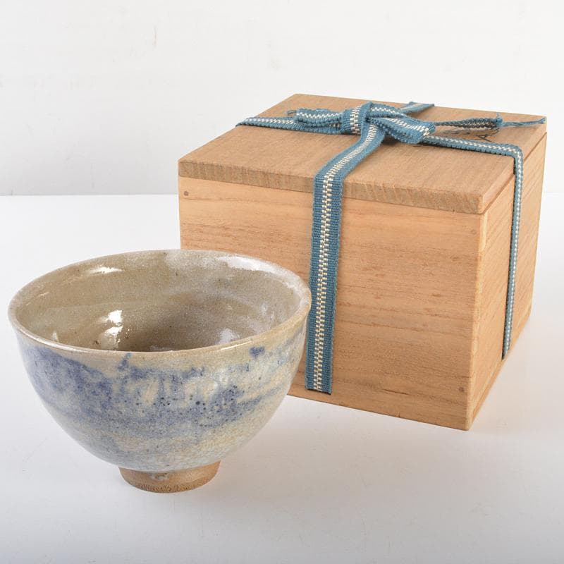 茶道具　京焼　清水六兵衛造　山水文　茶碗　共箱　D　R6713