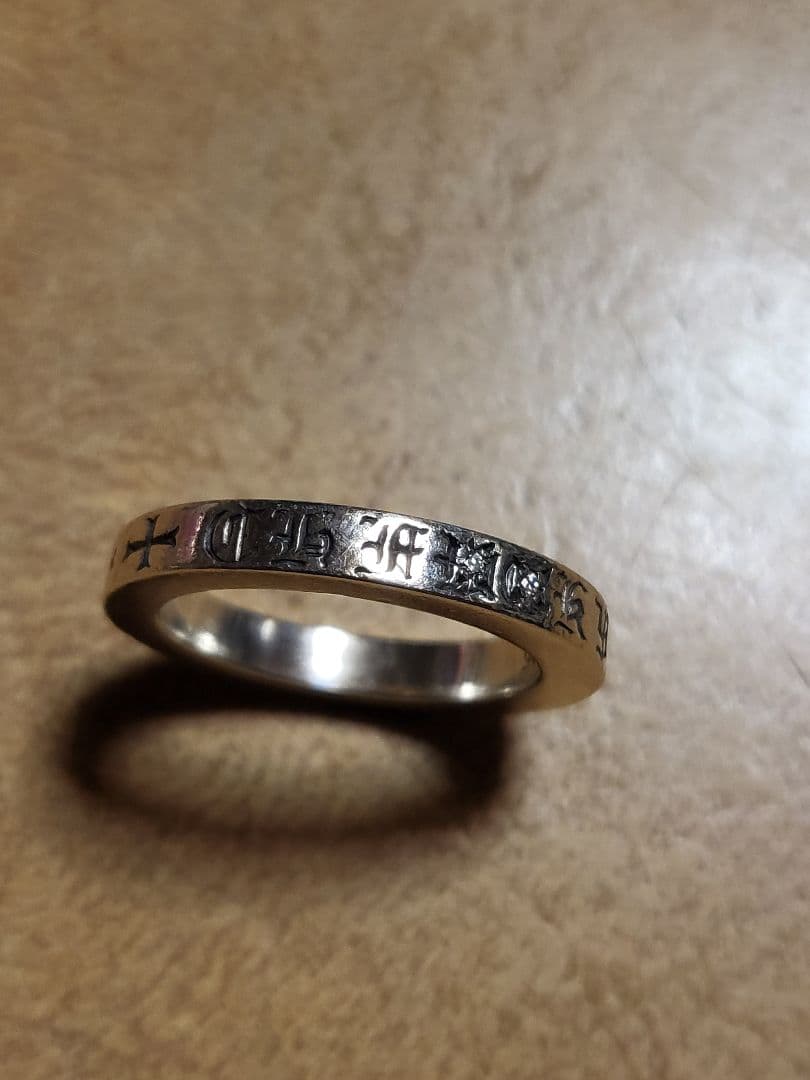 クロムハーツ 3mmスペーサーファックユー シルバー　2Pダイヤリング 17号