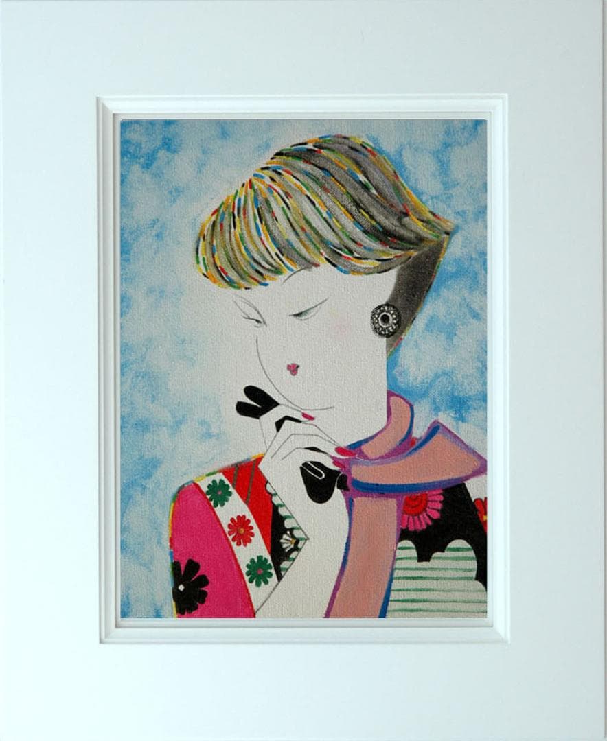 油絵 菅家令子 絵 絵画 インテリア (白) F3-010311 人物 女性像