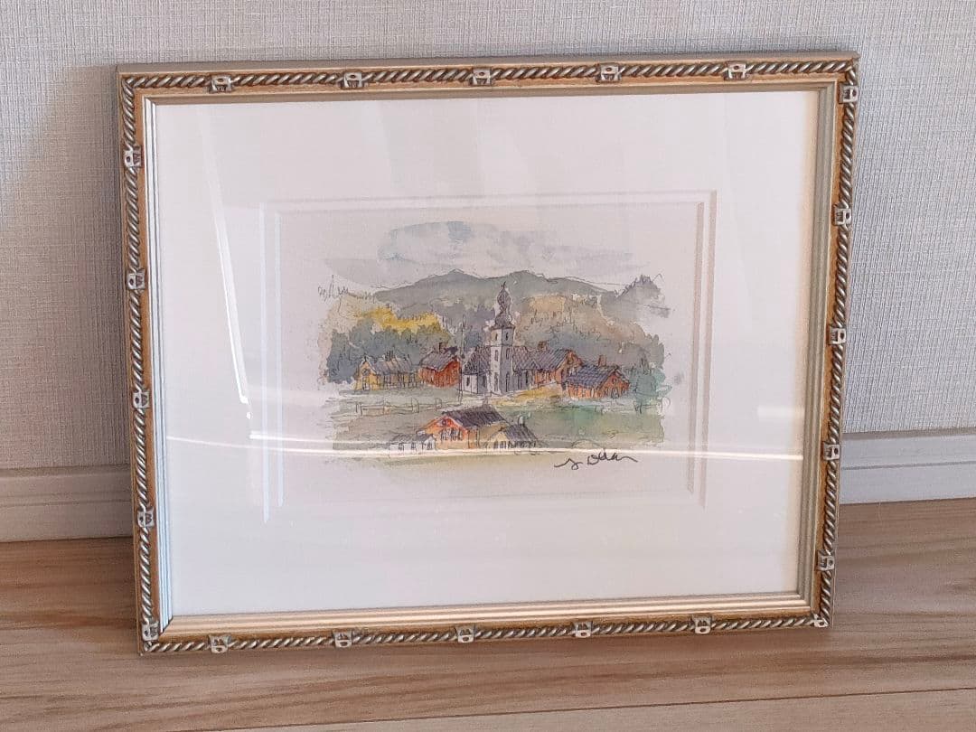 【値下げ中】織田 義郎先生の絵画（ エッチング+水彩 ）