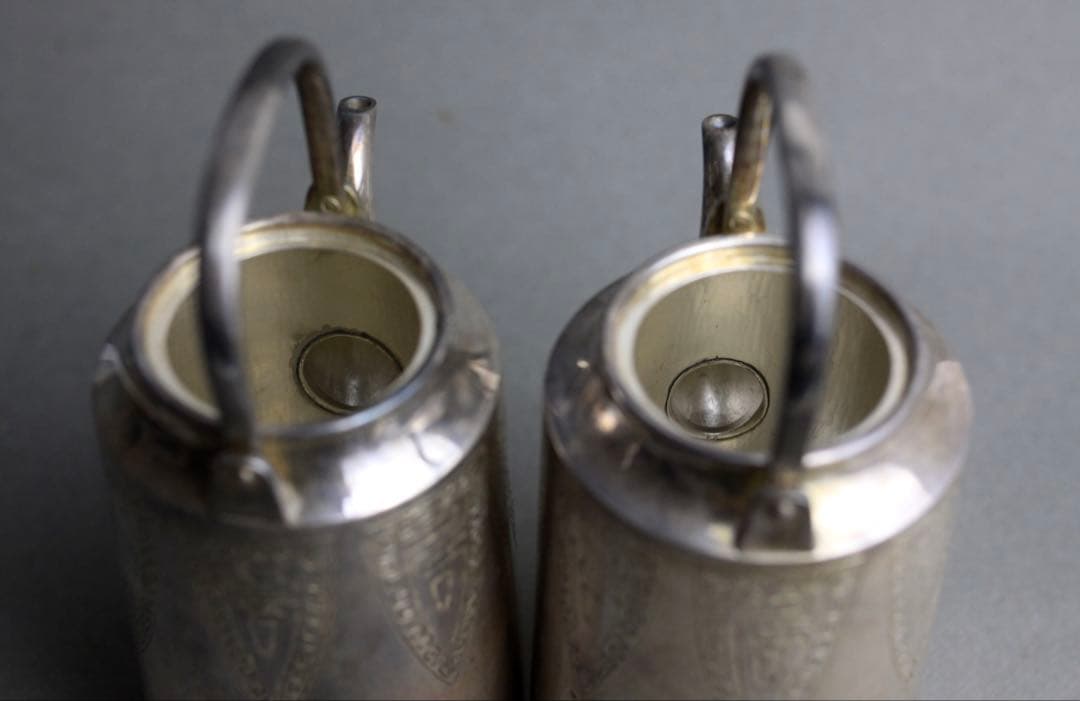 三世　秦蔵六　蔵六　純銀七壽酒注　一双　純銀　急須　水注　共箱付き　本物保証