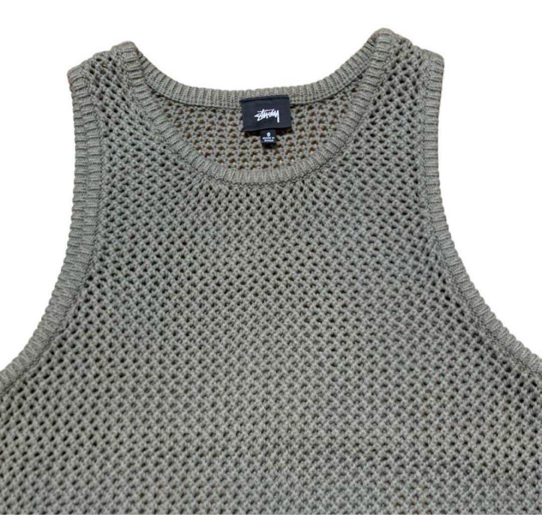 Stussy メッシュ編みタンクトップ グレーodyed mesh tank