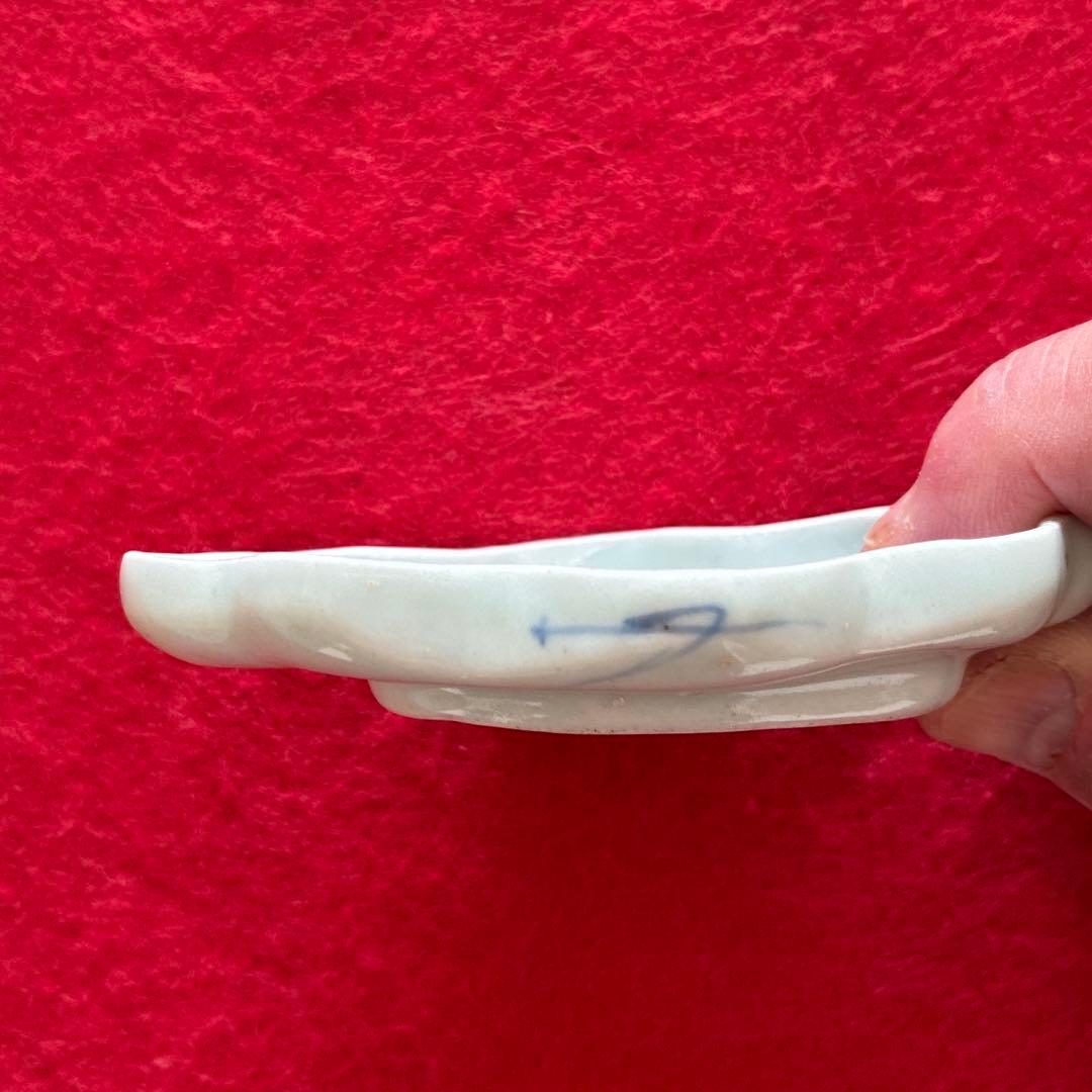 古伊万里　蒟蒻印判　菊花文　変形皿　江戸