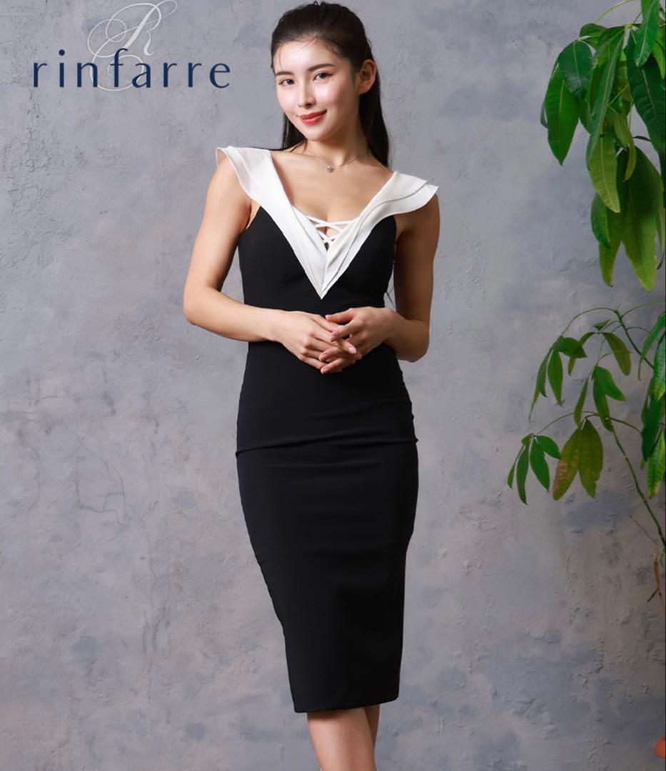 Rinfarre オフショルダー バイカラー ワンピース ブラック Sサイズ