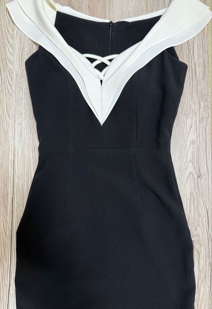 Rinfarre オフショルダー バイカラー ワンピース ブラック Sサイズ