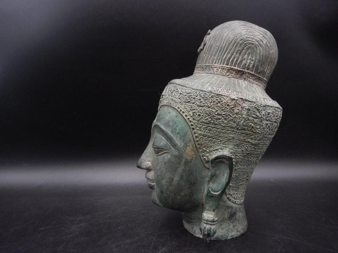 タイ仏教美術 青銅製 仏頭 スコータイ アユタヤ ガンダーラ ビルマ ブロンズ