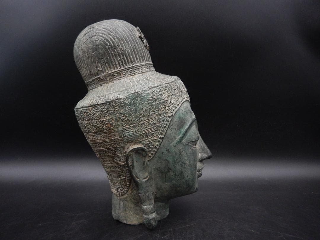 タイ仏教美術 青銅製 仏頭 スコータイ アユタヤ ガンダーラ ビルマ ブロンズ