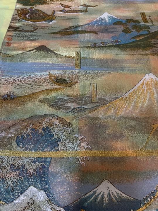 純金箔　プラチナ箔　帯　葛飾北斎　富嶽三十景　元値68万円の品