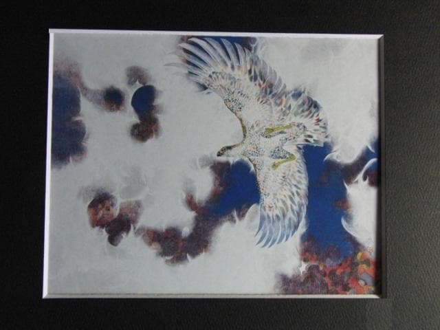 市野龍起、【大鷹】、希少な額装用画集より、新品額装付、状態良好