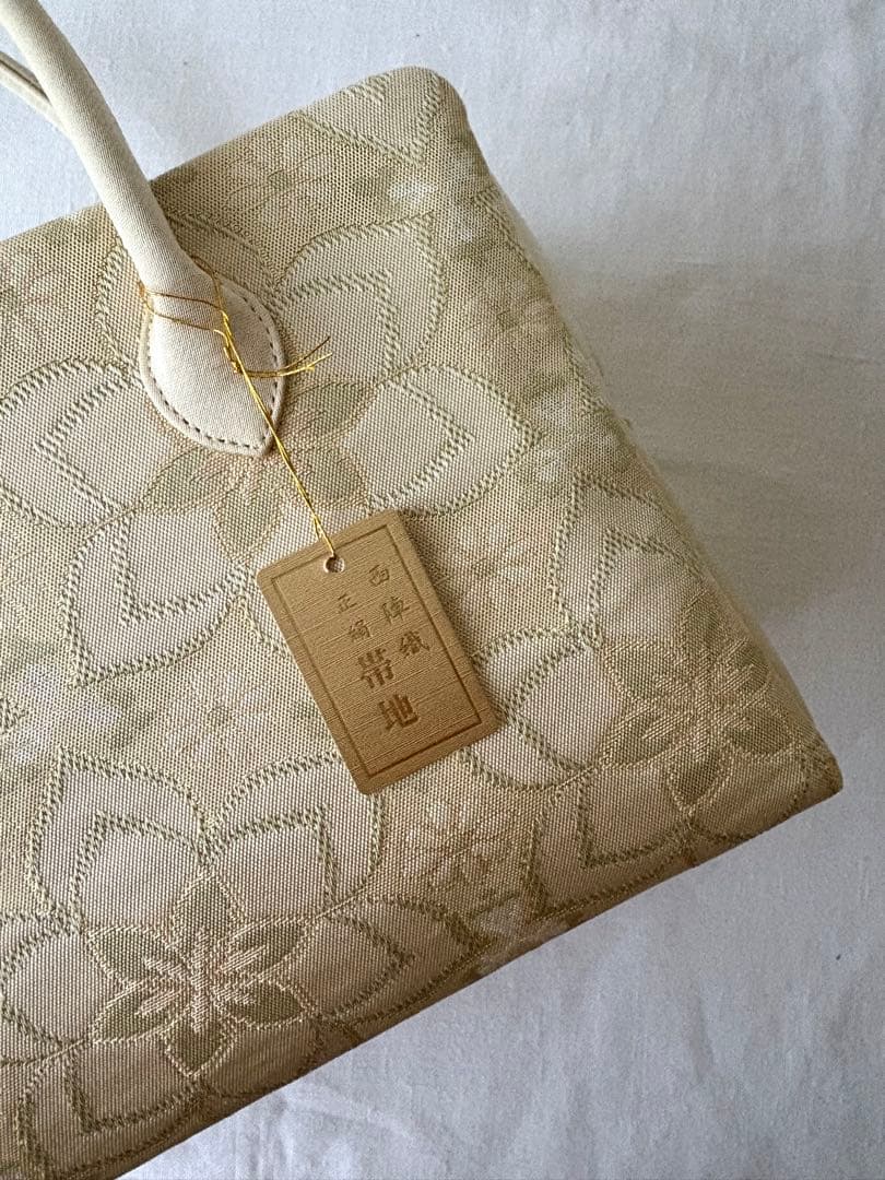 未使用　西陣　和装バッグ　正絹　六花