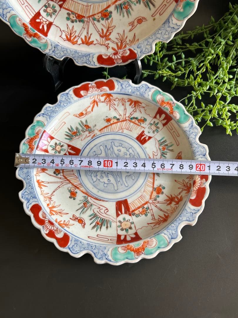 骨董 江戸時代末期？～明治？ 古伊万里　染錦色絵　花鳥図　縁起物