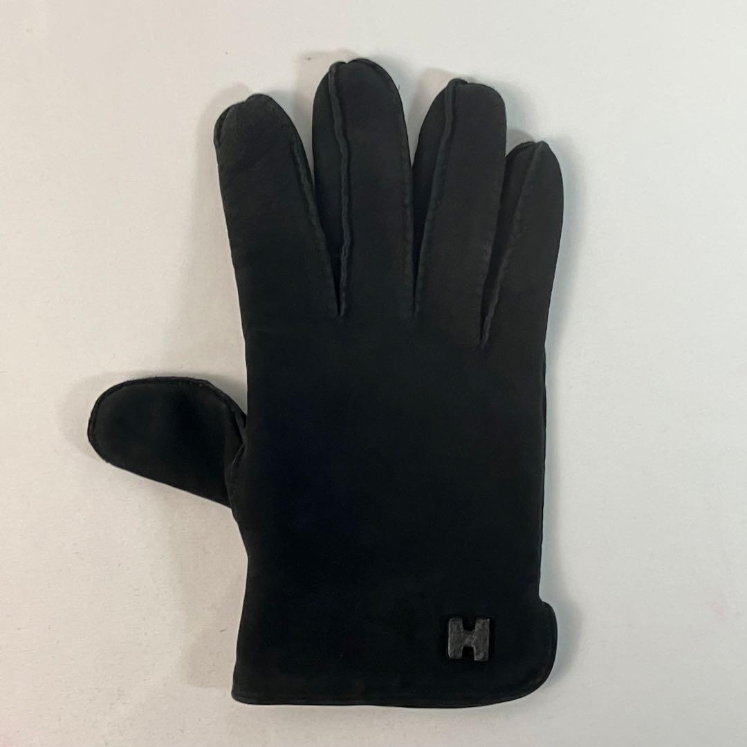 【未使用級】HERMES エルメス　最上級カシミア スエード　手袋　Hロゴ　黒