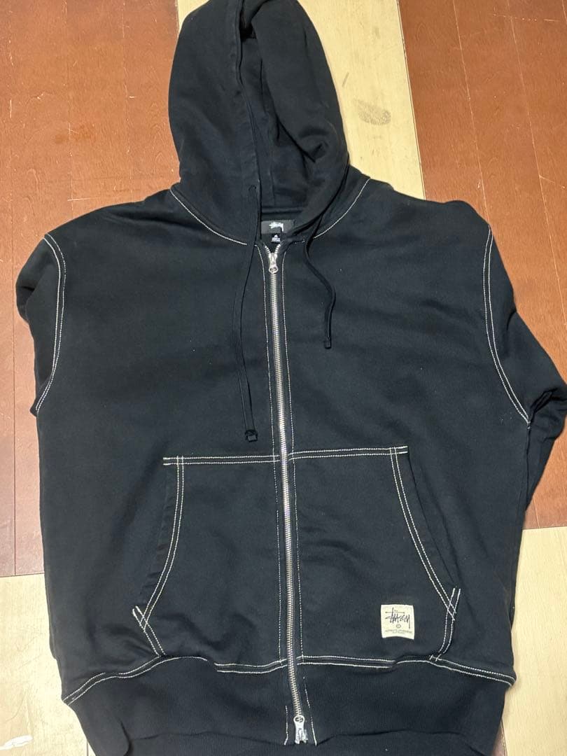 Stussy ステューシー 白ステッチ Zip Hoodie ポルトガル製 M