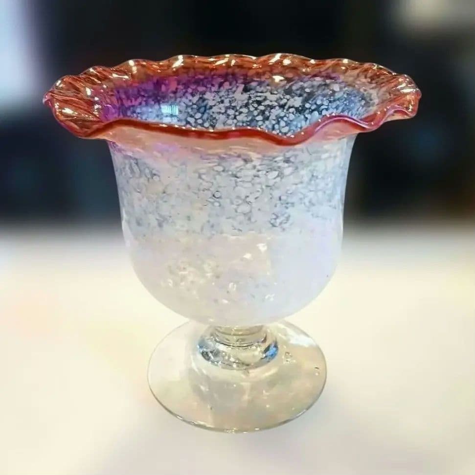 大正ガラス　特大コンポート　アンティーク