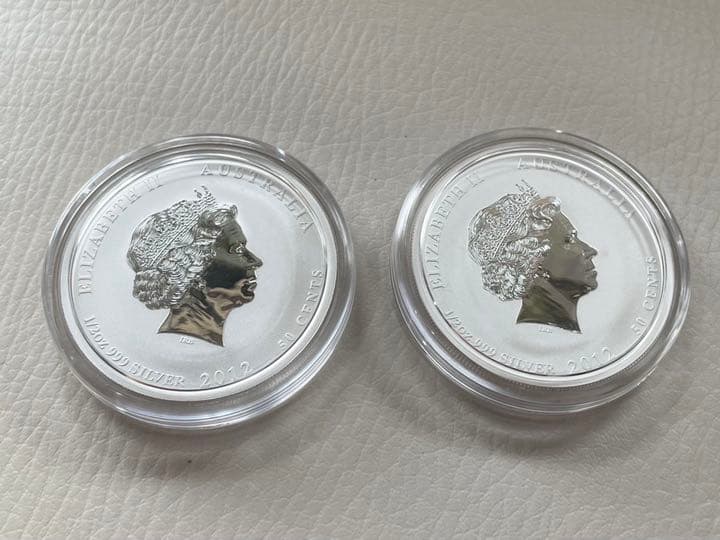 オーストラリア　2012 年  龍　銀貨　1/2oz 1/2オンス　純銀　2枚