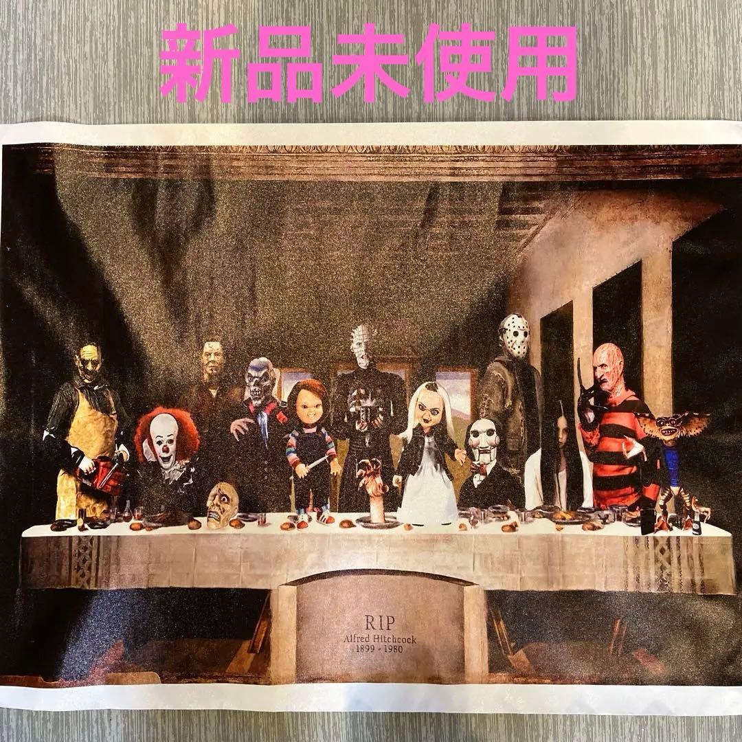 海外有名ホラー映画　全員集合布ポスター　ジェイソン　チャッキー　フレディ