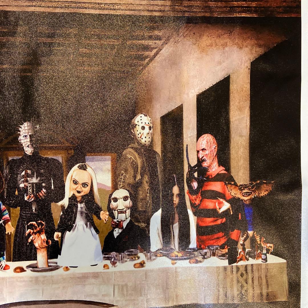 海外有名ホラー映画　全員集合布ポスター　ジェイソン　チャッキー　フレディ