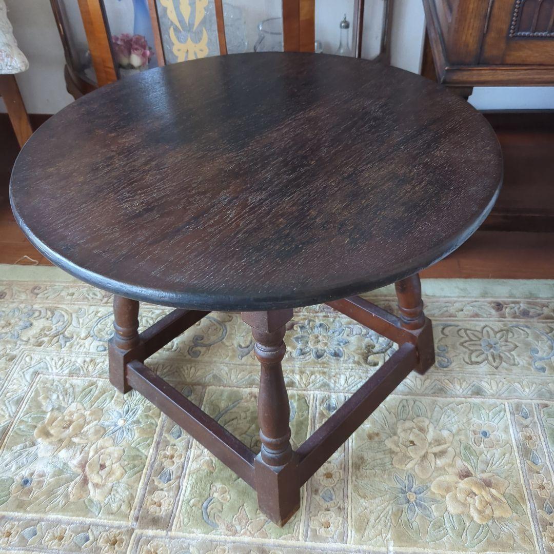 円形木製テーブル ダークブラウン