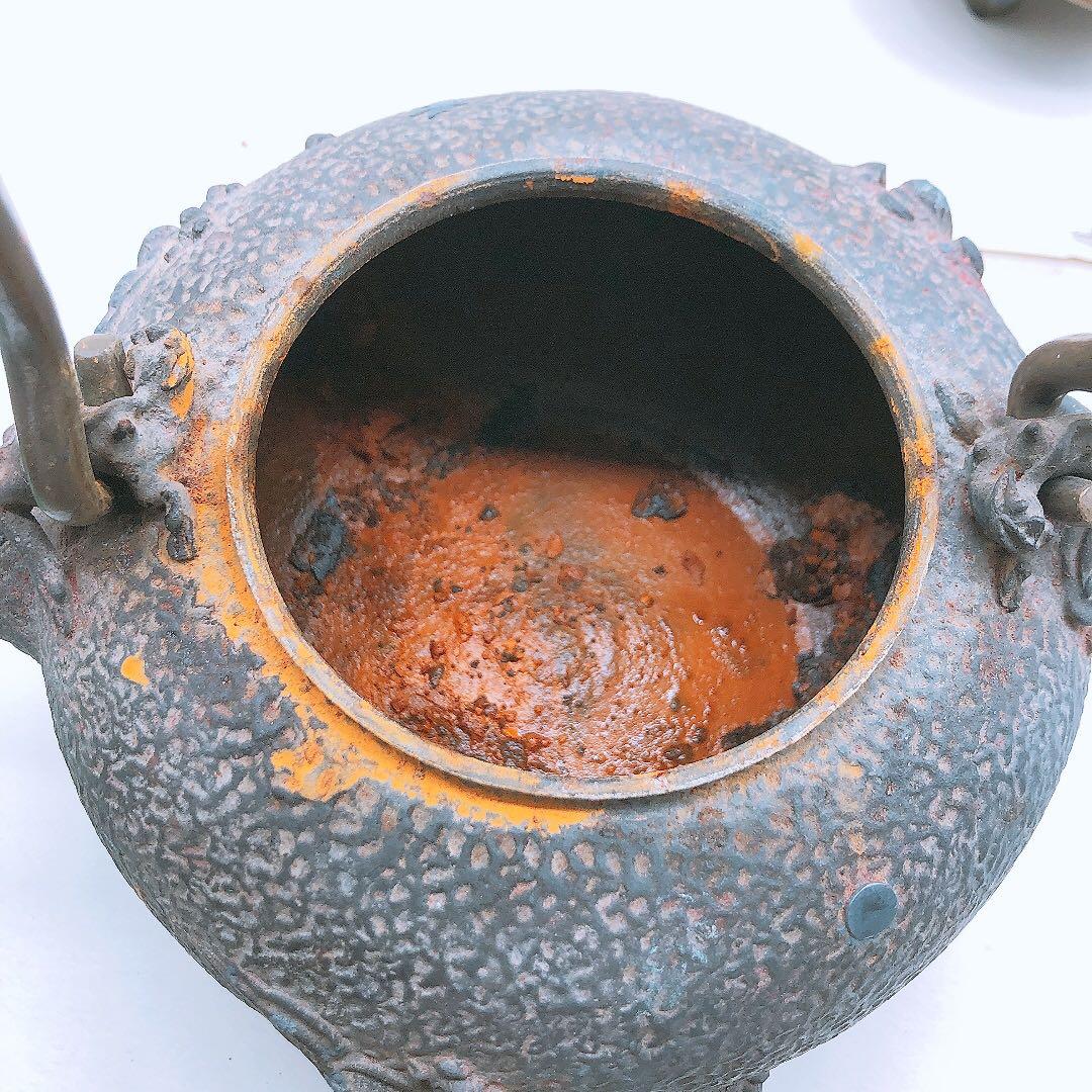 【要確認】日本亀文 鉄瓶 銅蓋 動物モチーフ 重さ約2.5kg アンティーク