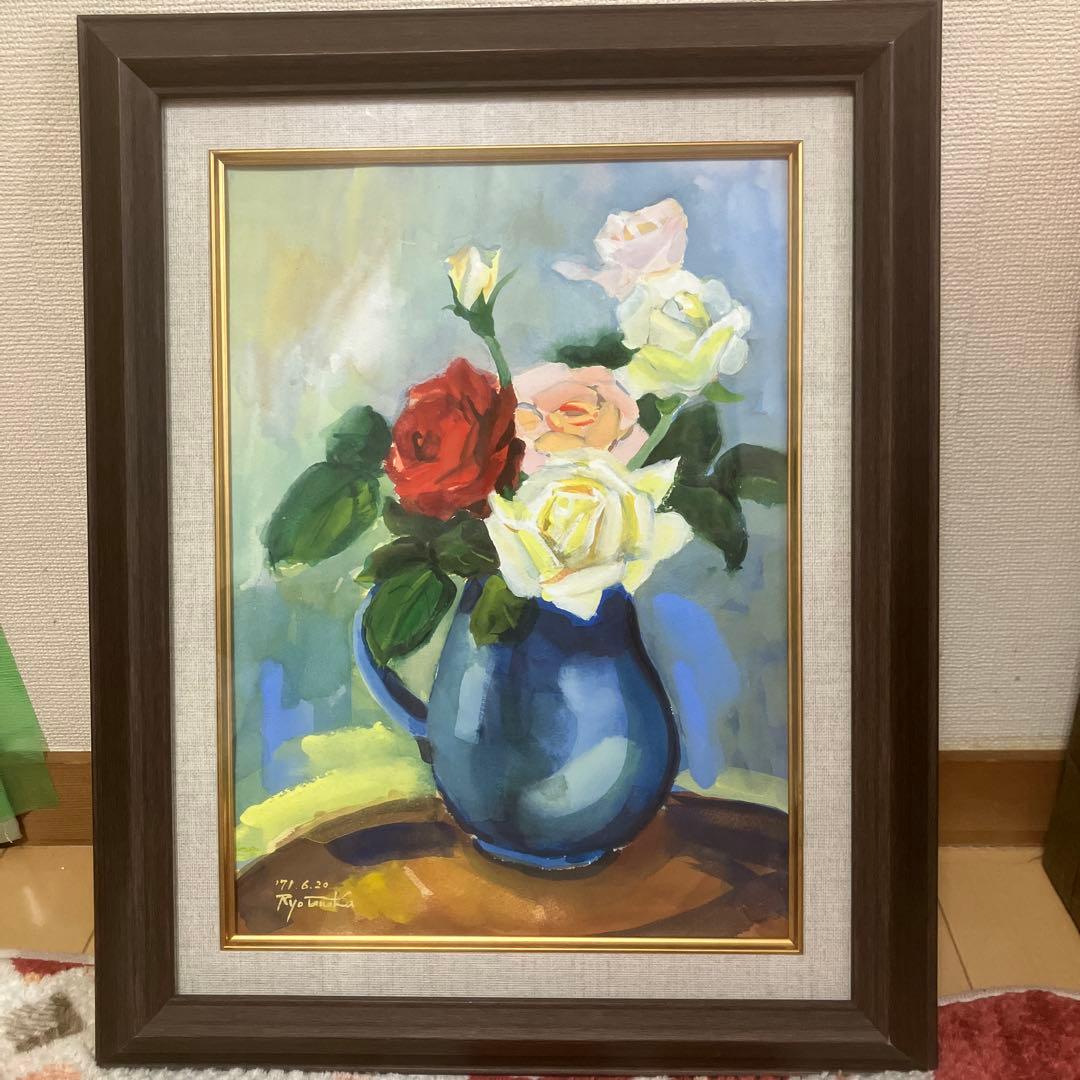 バラ　油絵　★