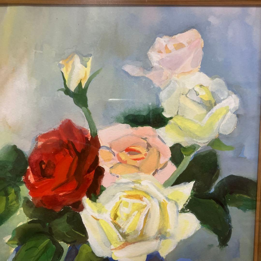 バラ　油絵　★