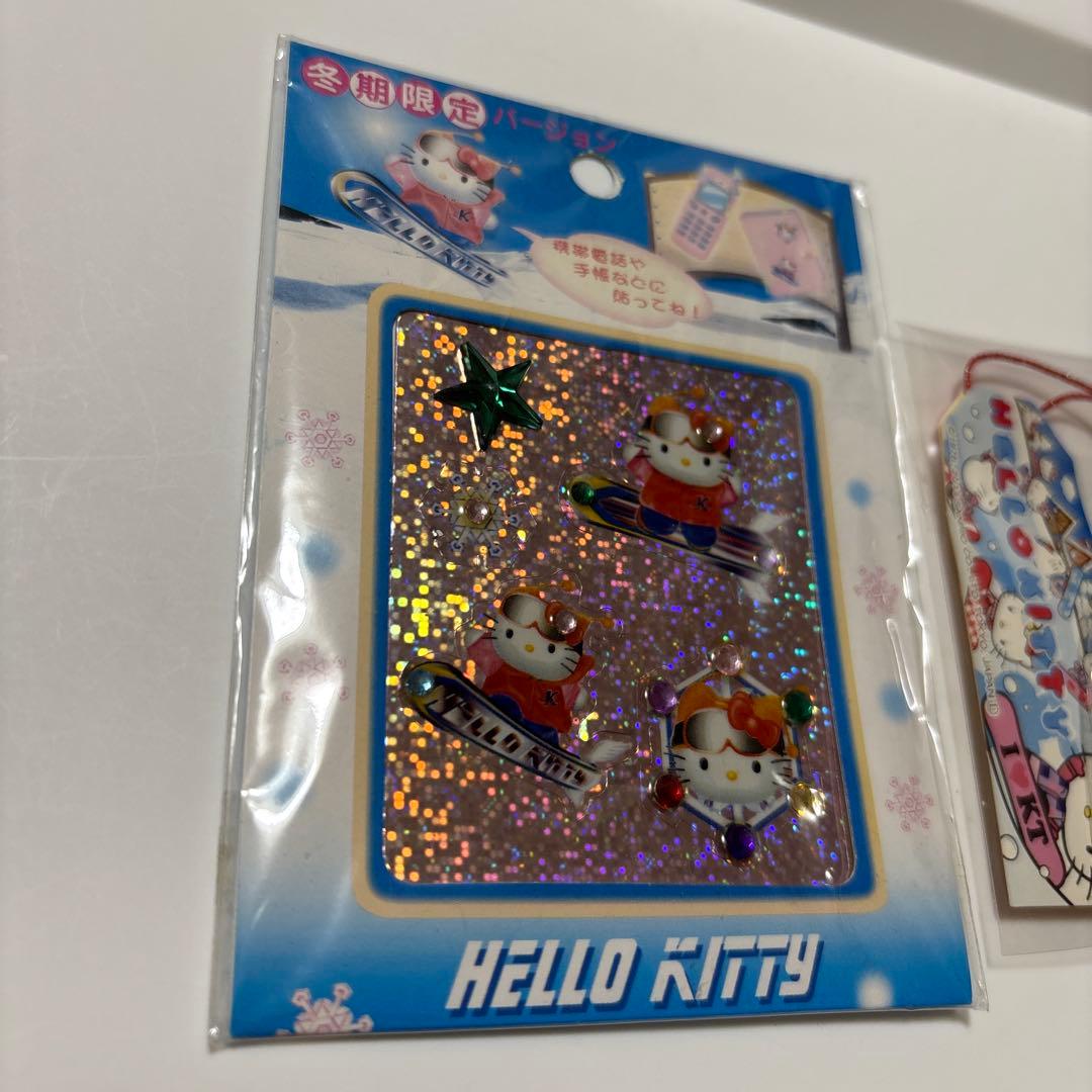 ご当地キティ　白くま　スノボー　丸玉ねつけ　ストラップ