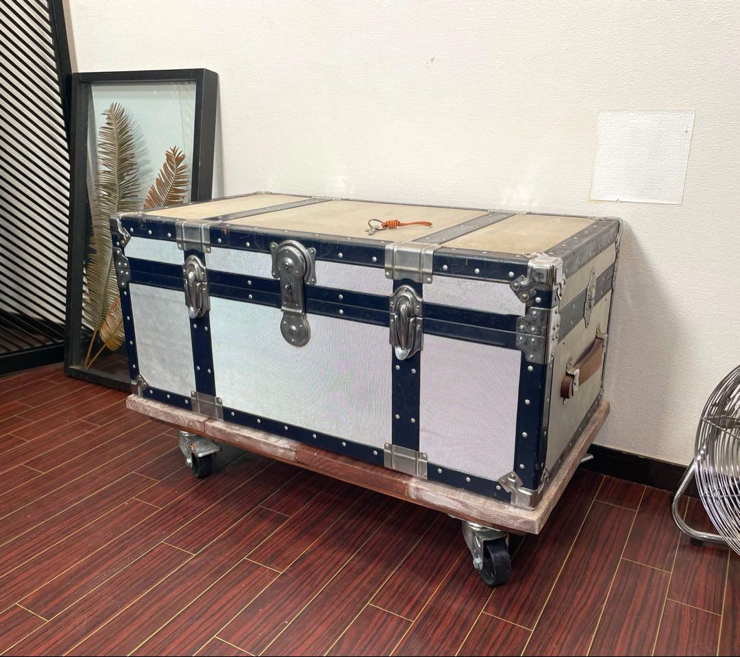 専用 ビンテージ アルミトランク トロリー センターテーブル インダストリアル