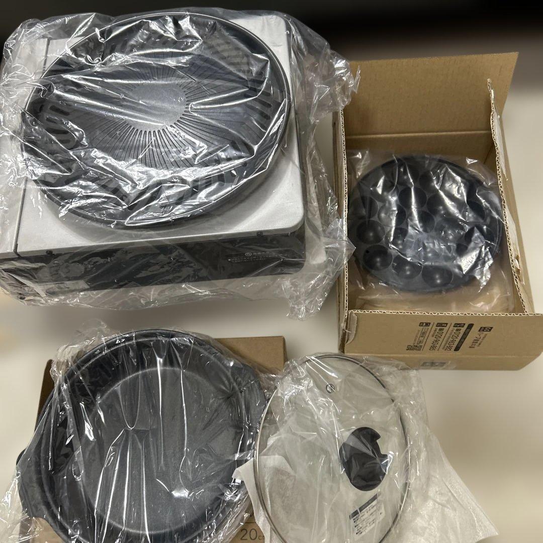 マルチスモークレスグリル たこ焼き器付き　ガラス蓋アルミ鍋付き