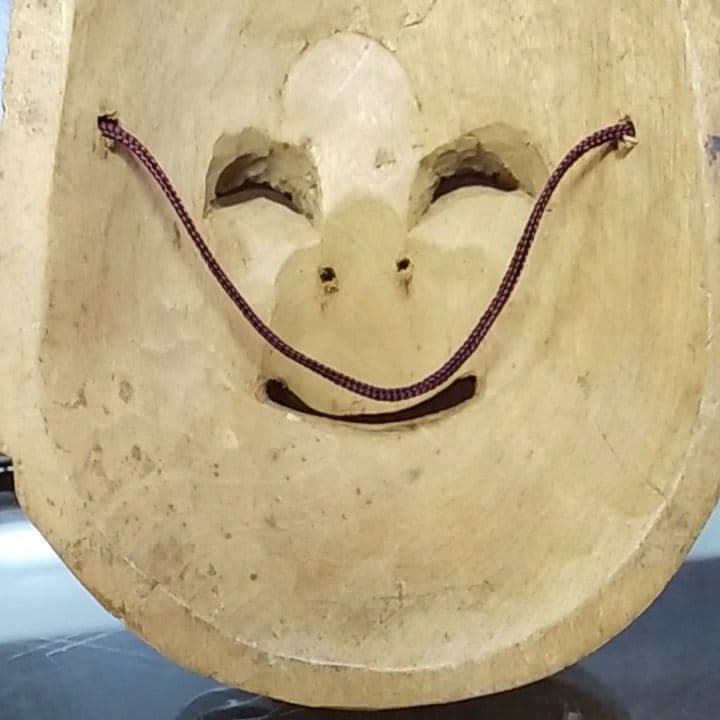 木彫り　お面　おかめ　工芸品　美術品　レトロ