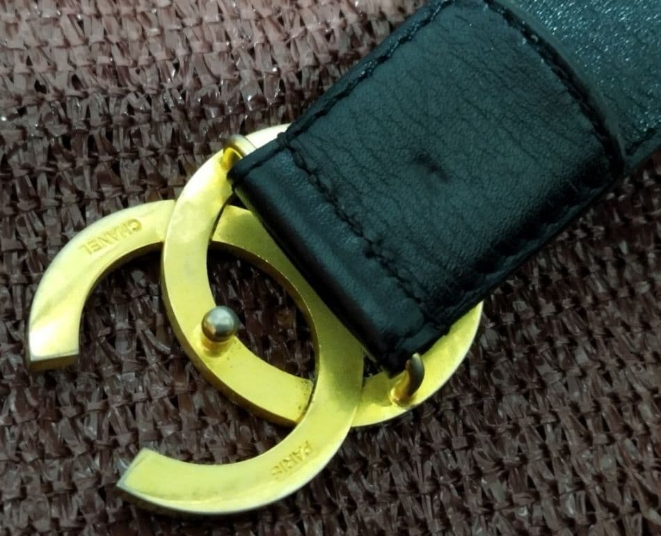 ●シャネル CHANEL ココバックル ヴィンテージ ベルト ブラック レザー