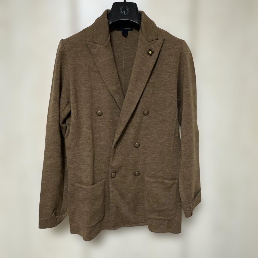ラルディーニのベージュニットダブルジャケット