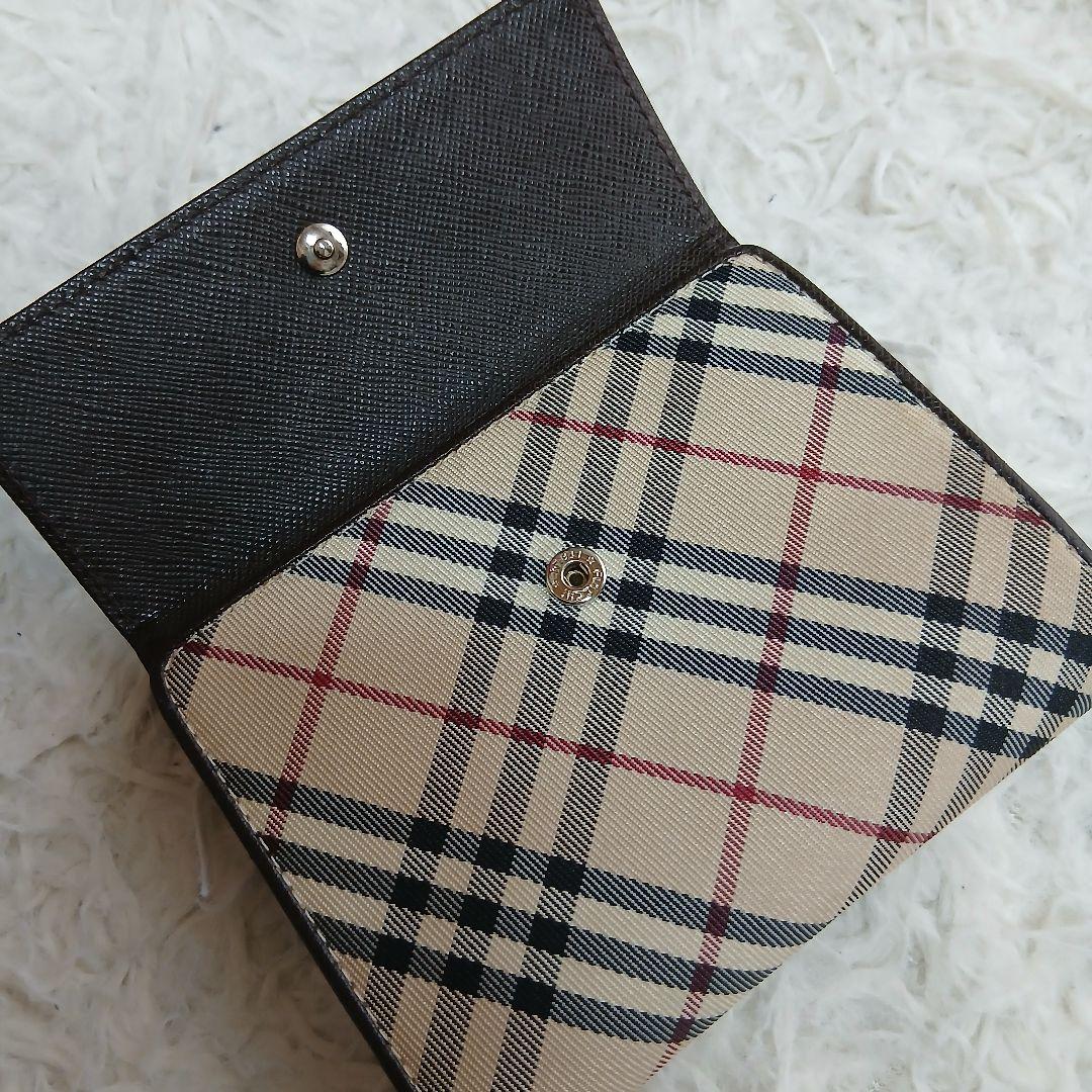 【BURBERRY】ノバチェック　レザー がま口　3つ折り財布