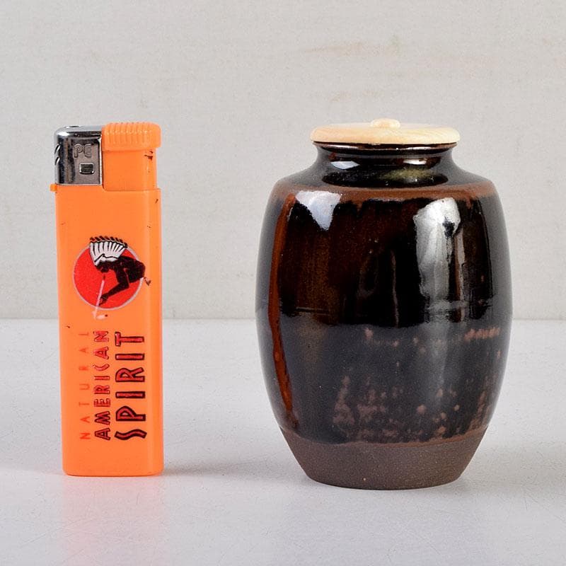 茶道具　高取焼　高取喜恵造　茶入　仕覆付　共箱　V　8889