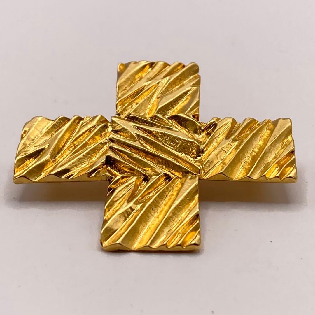 YVES SAINT LAURENT イブサンローラン クロスブローチ ゴールド