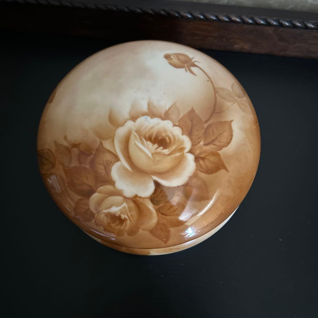 オールドノリタケ　バラ図　蓋付　菓子器 RC印