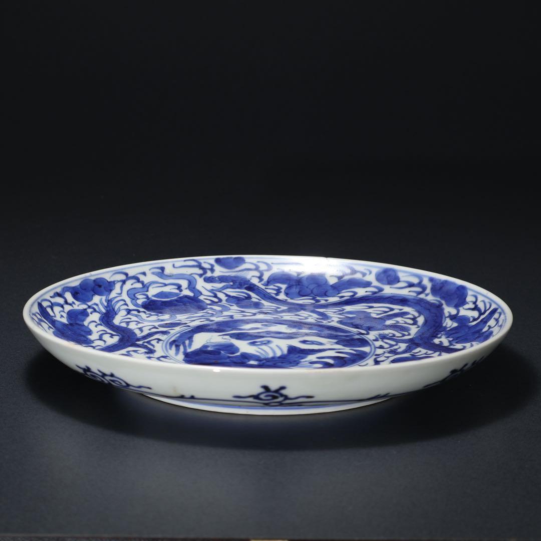 伊万里染付龍文七寸皿　∅21㎝　通り文　骨董　古伊万里　R1480w3B2