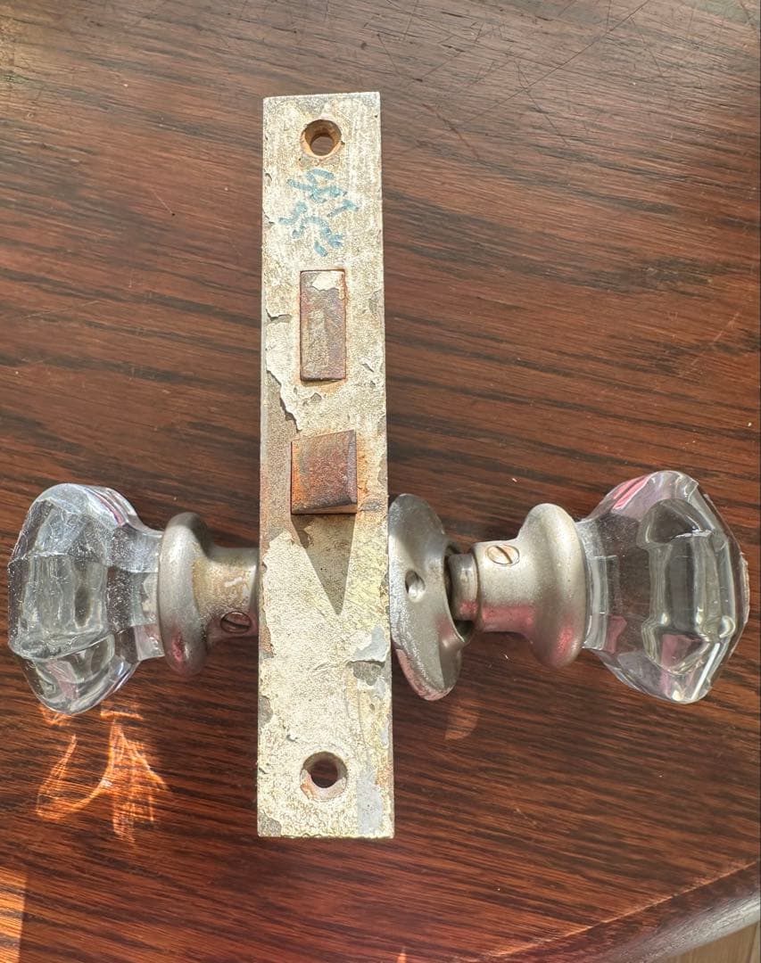 「SARGENT USA刻印 アンティーク ガラスドアノブ」