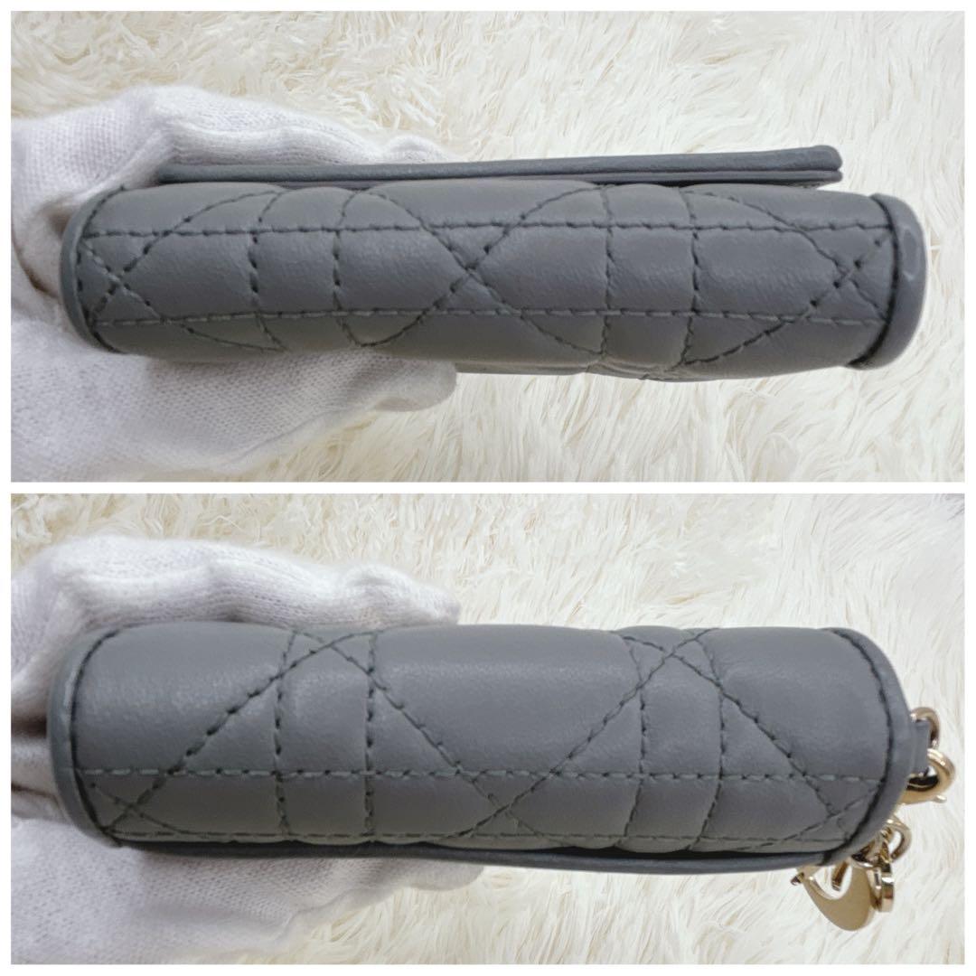 美品✨ディオール カナージュ ロータスウォレット　三つ折り財布 ブルーグレー