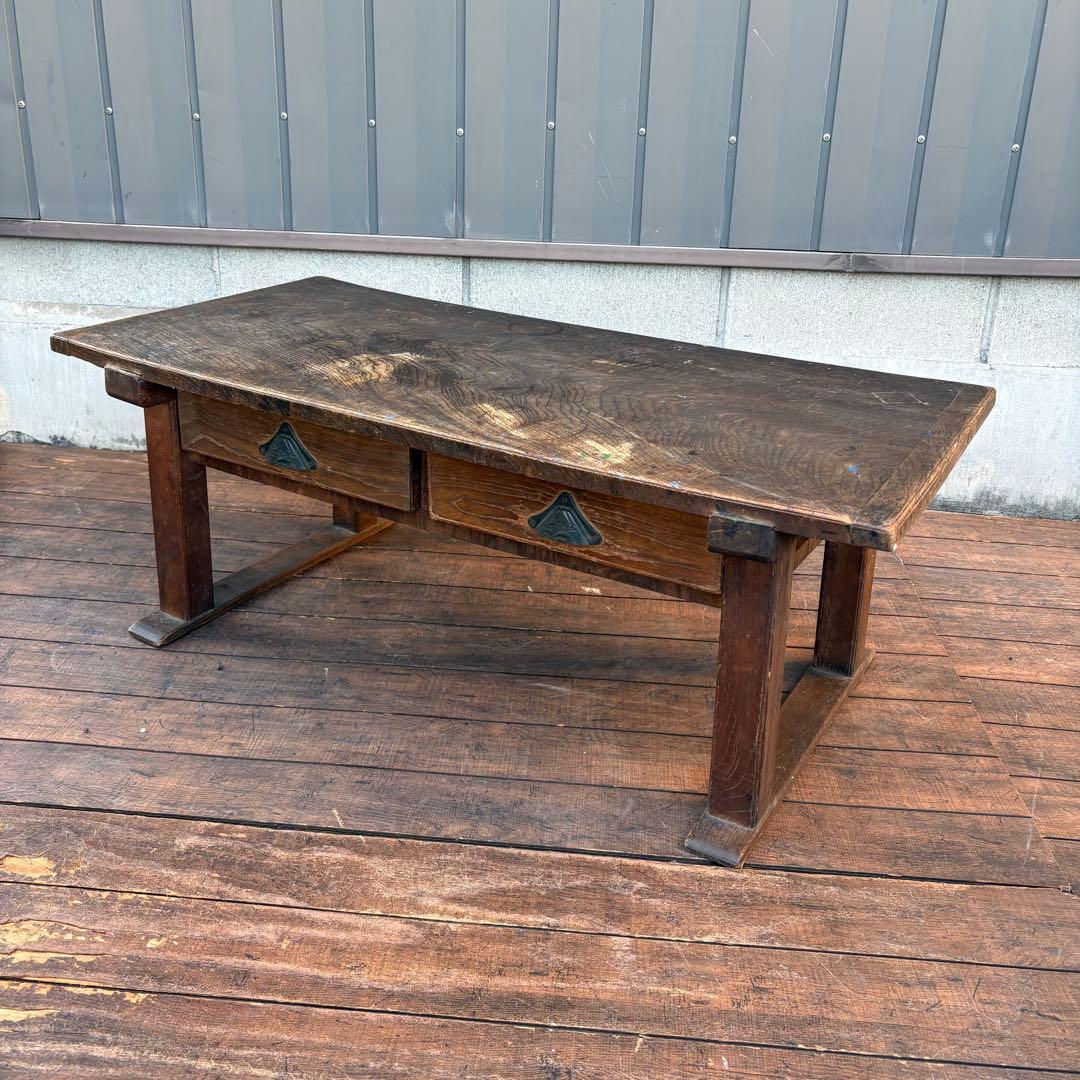 昭和レトロ 古家具 無垢材 木製座卓 引き出し付き ちゃぶ台 文机 お経台 経机