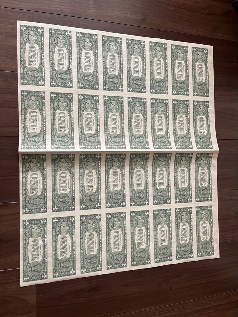 米国1ドル紙幣 未裁断シート コレクターズアイテム アメリカドル