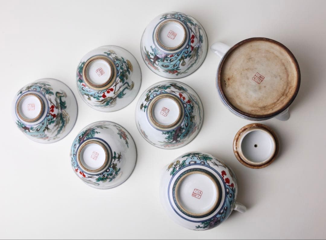 九谷焼 金城竜山 鳳凰 細密絵 石野 竜山 急須 煎茶道具 茶道具 茶器 煎茶碗