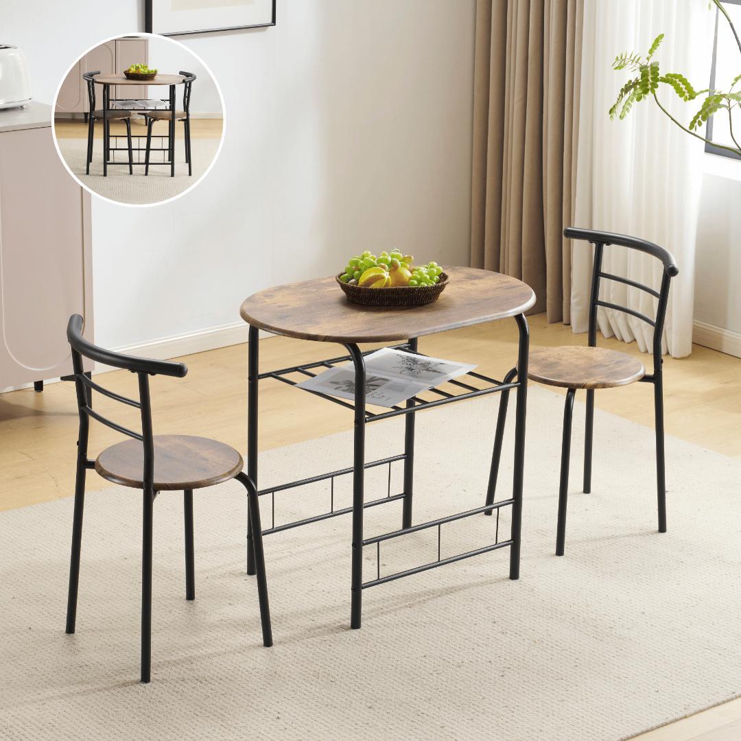 景*虎様 大人気！ダイニングテーブル 3点セット 食卓 チェア2脚　2人掛け B