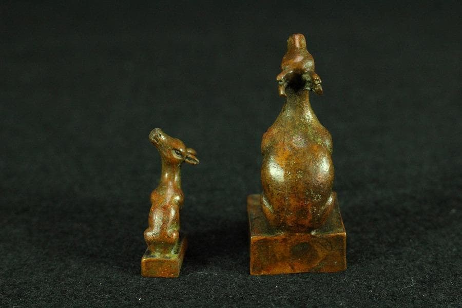 中国美術 鹿親子 印 文房四宝(K-YC533)