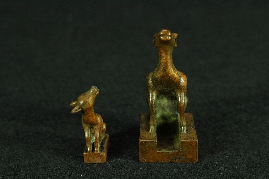 中国美術 鹿親子 印 文房四宝(K-YC533)