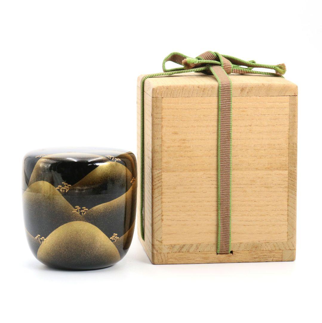 紫香(谷内一則)作 遠山松蒔絵 大棗 茶道具 共箱共布　V941