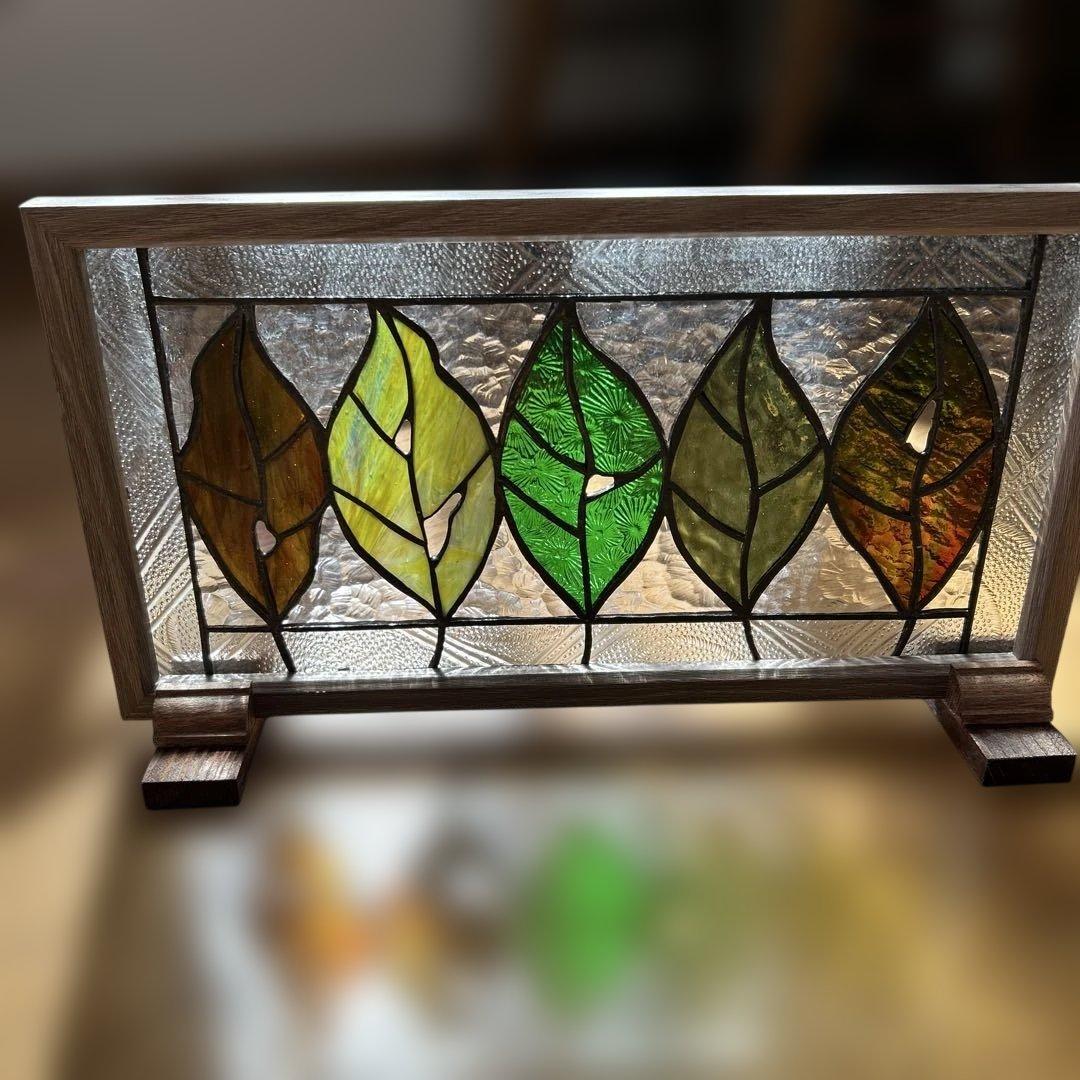 ステンドグラスパネル秋の葉っぱ達10