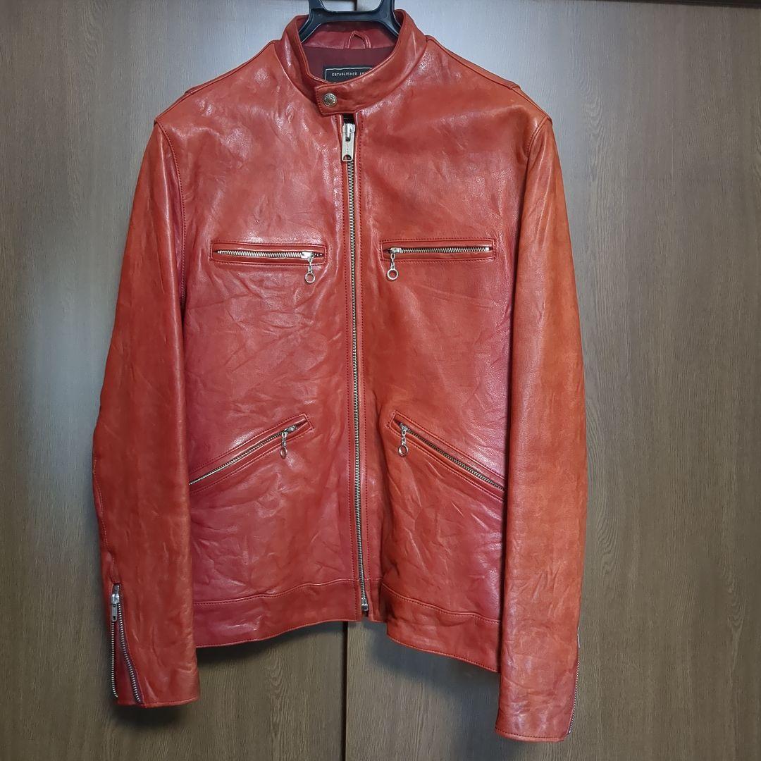 ヒステリックグラマー シングルライダースジャケット 羊革 0263LB01 赤